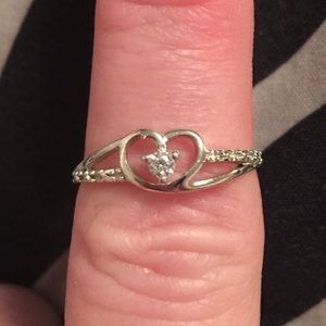 Sterling Silver Heart With Diamond Accent Size 6